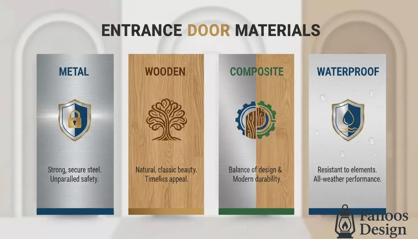 انواع متریالهای درب ورودی؛ فلزی، چوبی، ترکیبی یا ضدآب؟ کدام بهتر است؟ 2 Types of entrance door materials 2 | فانوس دیزاین تولید کننده انواع درب اتاق ، ضد سرقت، درب ورودی و ضد آل