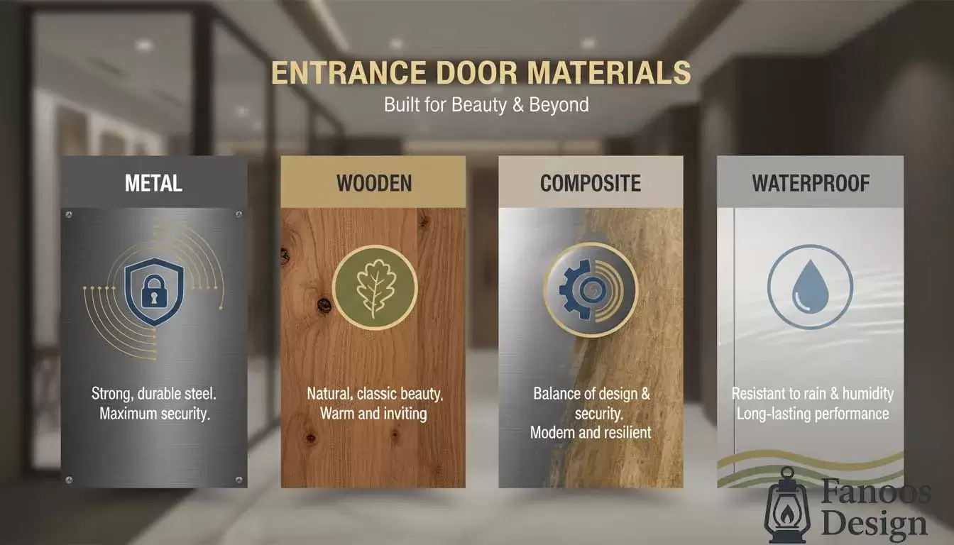 انواع متریالهای درب ورودی؛ فلزی، چوبی، ترکیبی یا ضدآب؟ کدام بهتر است؟ 4 Types of entrance door materials 4 | فانوس دیزاین تولید کننده انواع درب اتاق ، ضد سرقت، درب ورودی و ضد آل