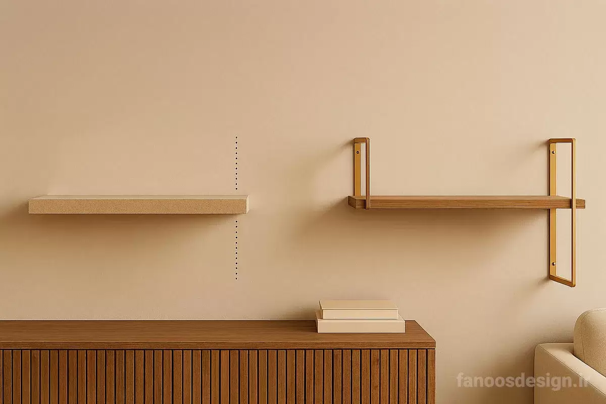 مقایسه شلف دیواری، شلف ایستاده و قفسه کتاب؛ کدام مناسب فضای شماست؟ 4 Wall shelf comparison 3 | فانوس دیزاین تولید کننده انواع درب اتاق ، ضد سرقت، درب ورودی و ضد آل