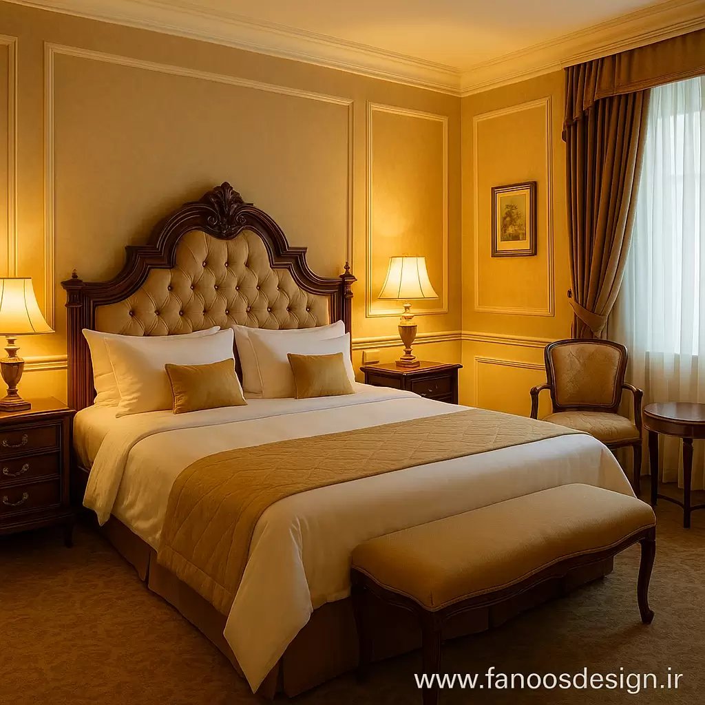 طراحی اتاق هتل کلاسیک؛ لوکس، اصیل و الهام‌گرفته از زیبایی سنتی