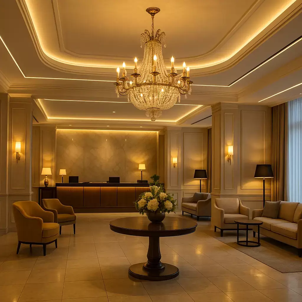 طراحی لابی هتل کلاسیک لوکس؛ شکوه، اصالت و ظرافت در معماری داخلی