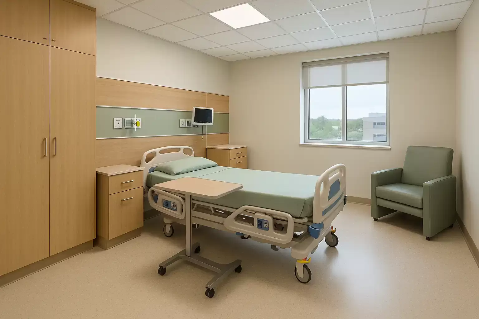 طراحی اتاق بیماران در بیمارستان | اصول، رنگ‌بندی و انتخاب متریال