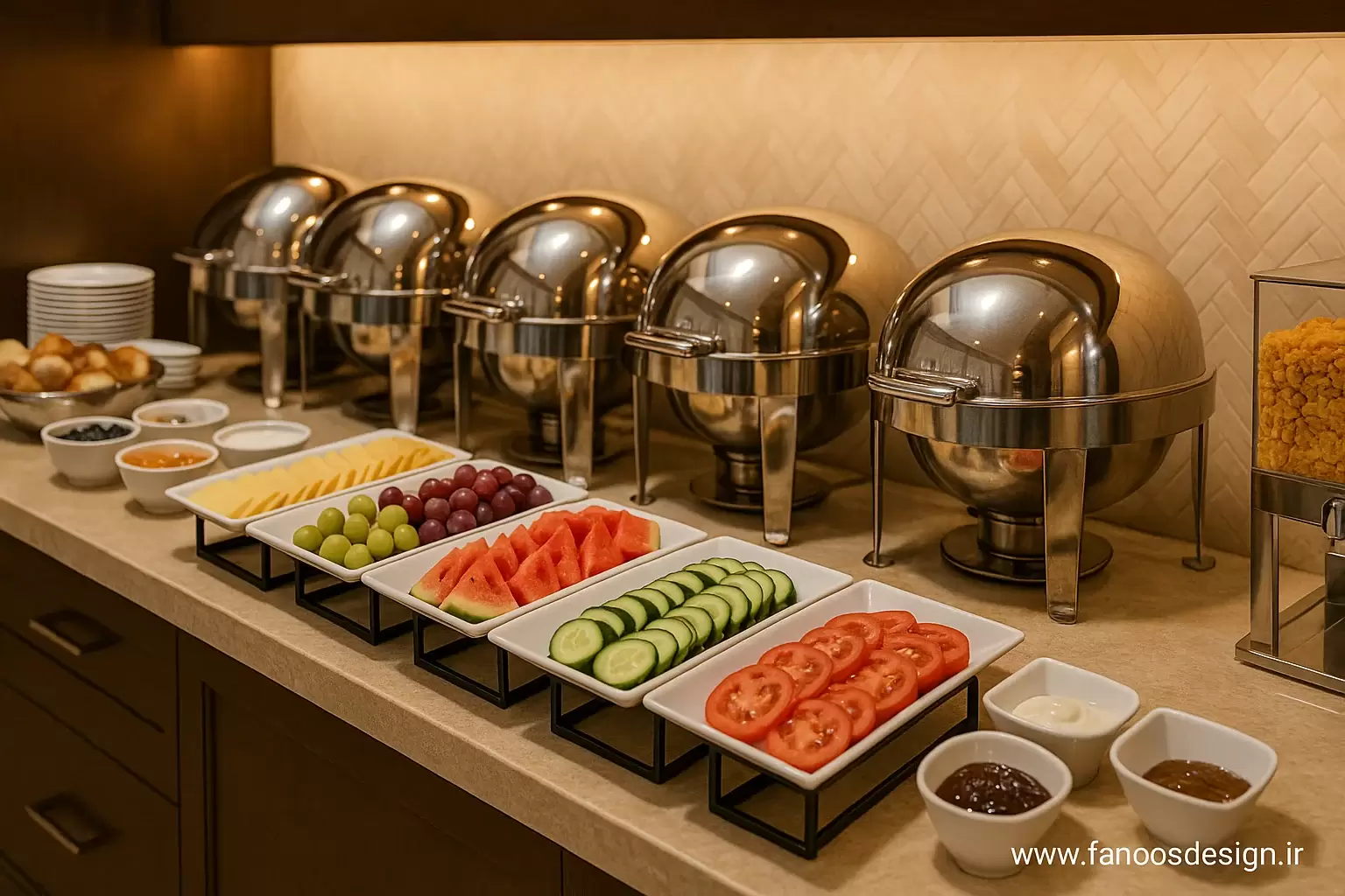 طراحی بوفه صبحانه هتل؛ استانداردهای طلایی برای یک تجربه بی‌نقص، شیک و حرفه‌ای