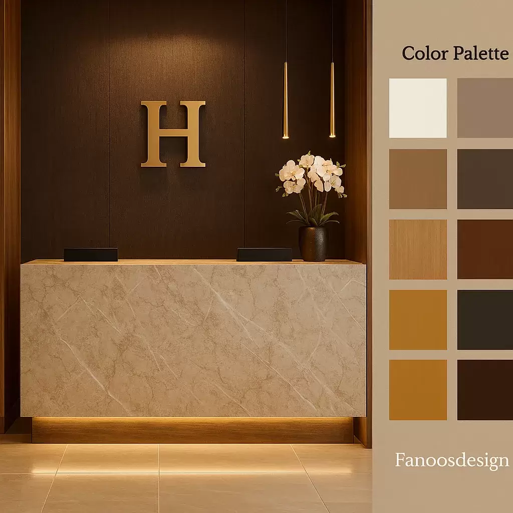 رنگ‌بندی کانتر پذیرش هتل