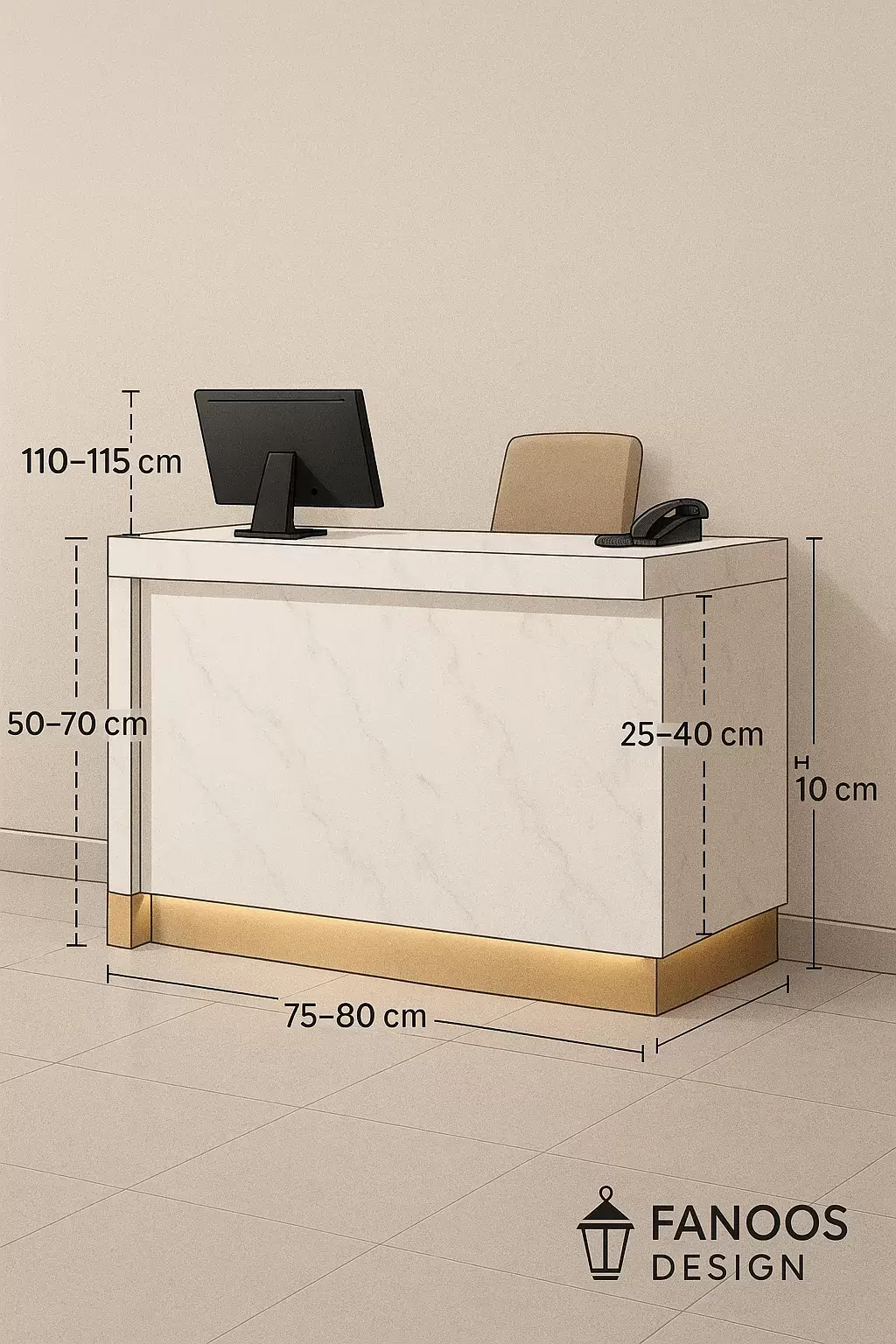 ابعاد و اندازه استاندارد کانتر پذیرش هتل