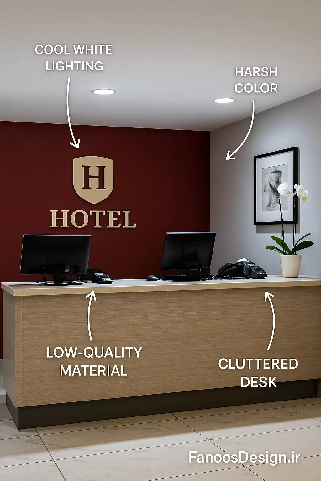 اشتباهات رایج در طراحی کانتر پذیرش هتل