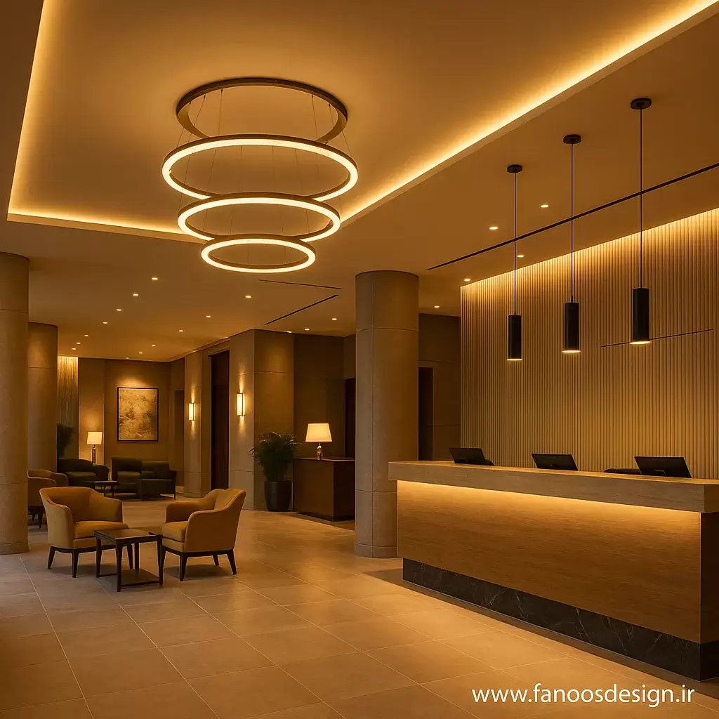 نورپردازی لابی هتل؛ مهم‌ترین اصل در خلق فضای لوکس و حرفه‌ای