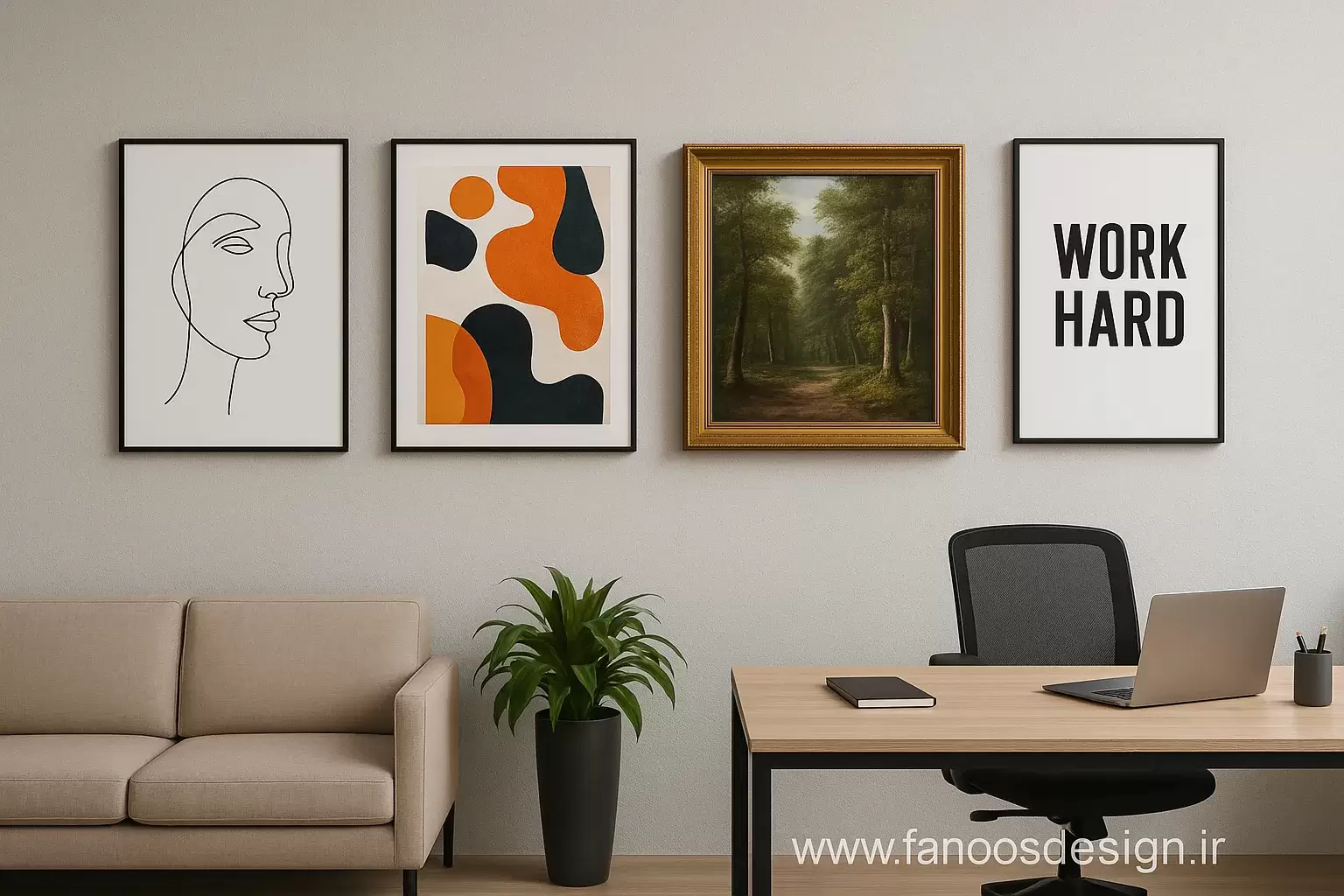آثار هنری و تابلوهای دکوراتیو در دفتر کار