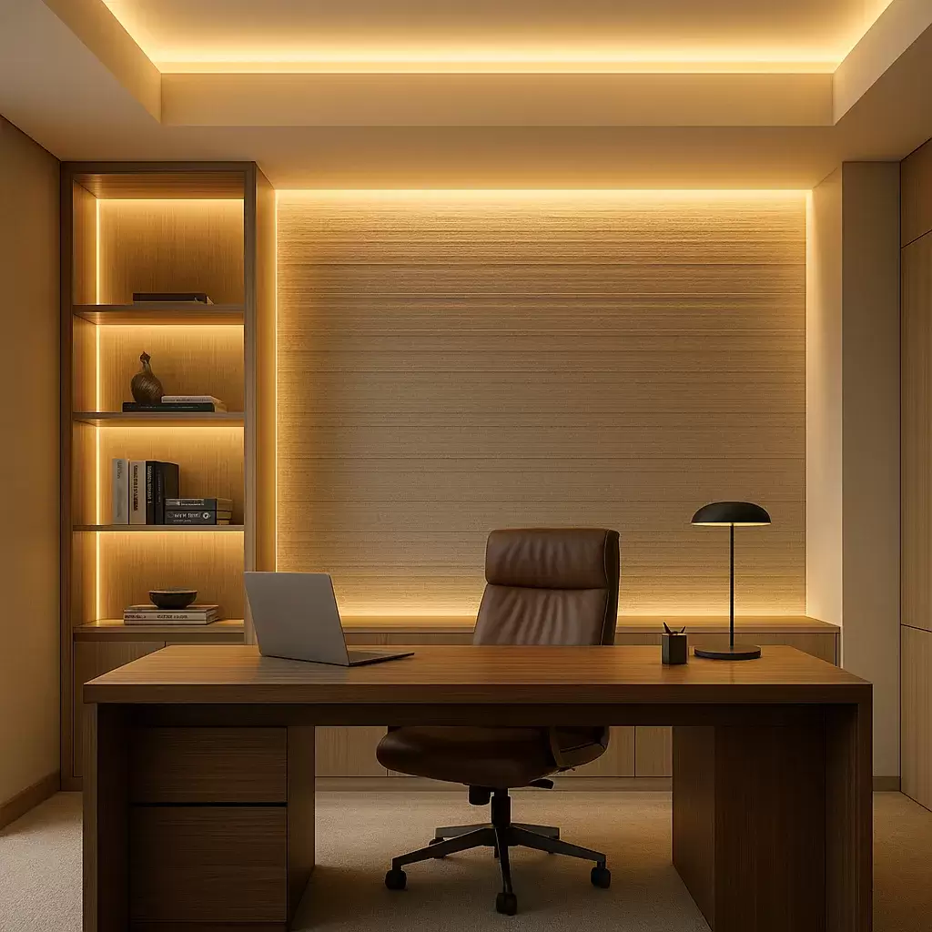نور مخفی اداری | بهترین روش‌های اجرای Hidden LED در طراحی دفتر کار