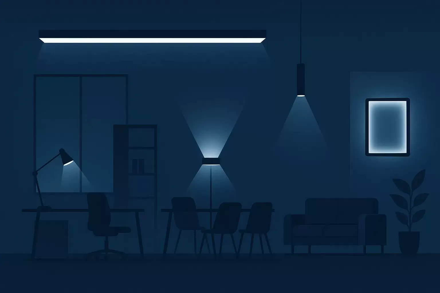 نورپردازی اداری | راهنمای کامل نور مناسب برای دفتر کار مدرن و حرفه‌ای