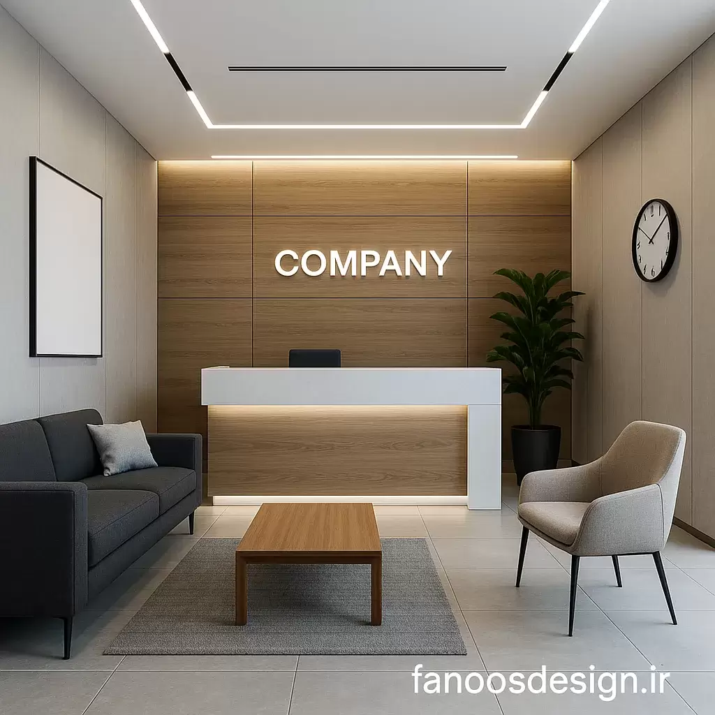 طراحی لابی و پذیرش اداری؛ اولین نقطه تماس مشتری با برند شما 1 طراحی لابی و پذیرش اداری