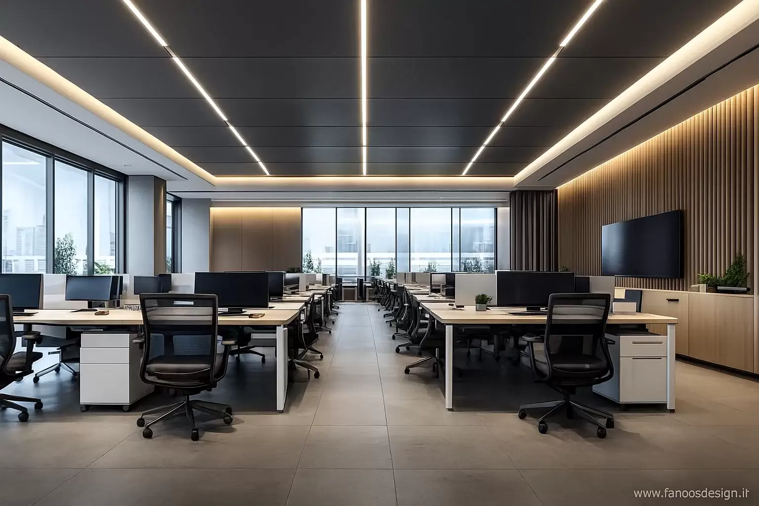 نورپردازی فضای کارمندان (Open Office) | بهترین استانداردهای روشنایی برای افزایش تمرکز و بهره‌وری