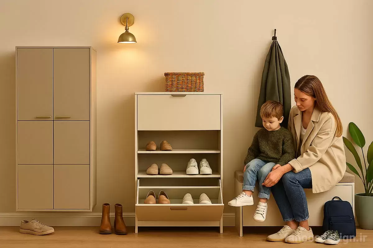 ۴. بهترین مدل‌های جاکفشی برای خانواده‌های پرجمعیت | فانوس دیزاین تولید کننده انواع درب اتاق ، ضد سرقت، درب ورودی و ضد آل