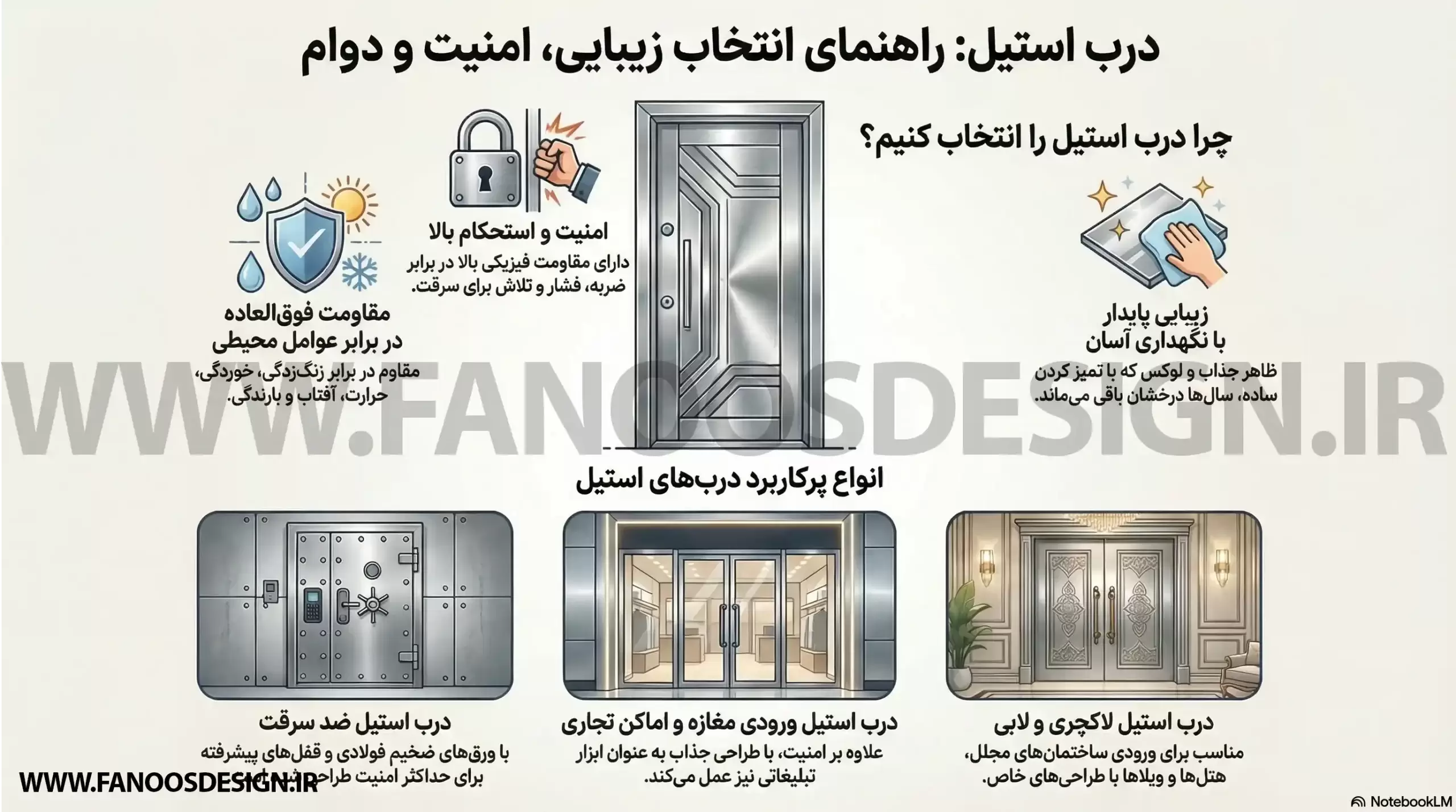 اینفوگرافیک راهنمای انتخاب درب استیل