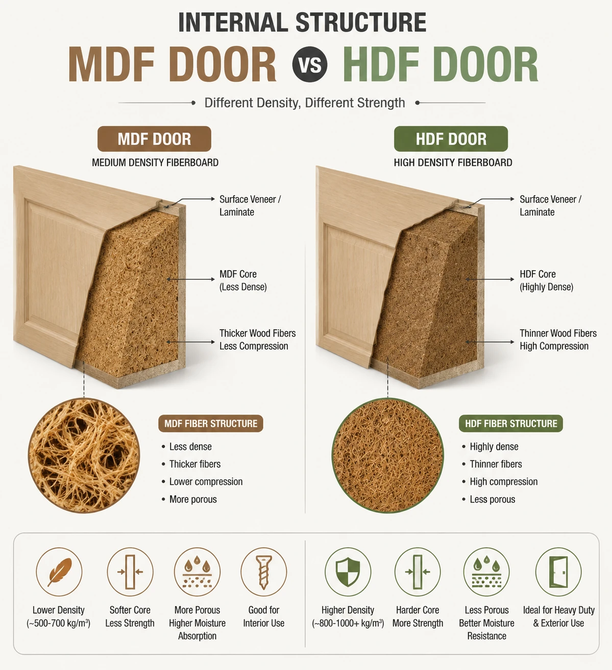 تفاوت درب MDF و HDF 