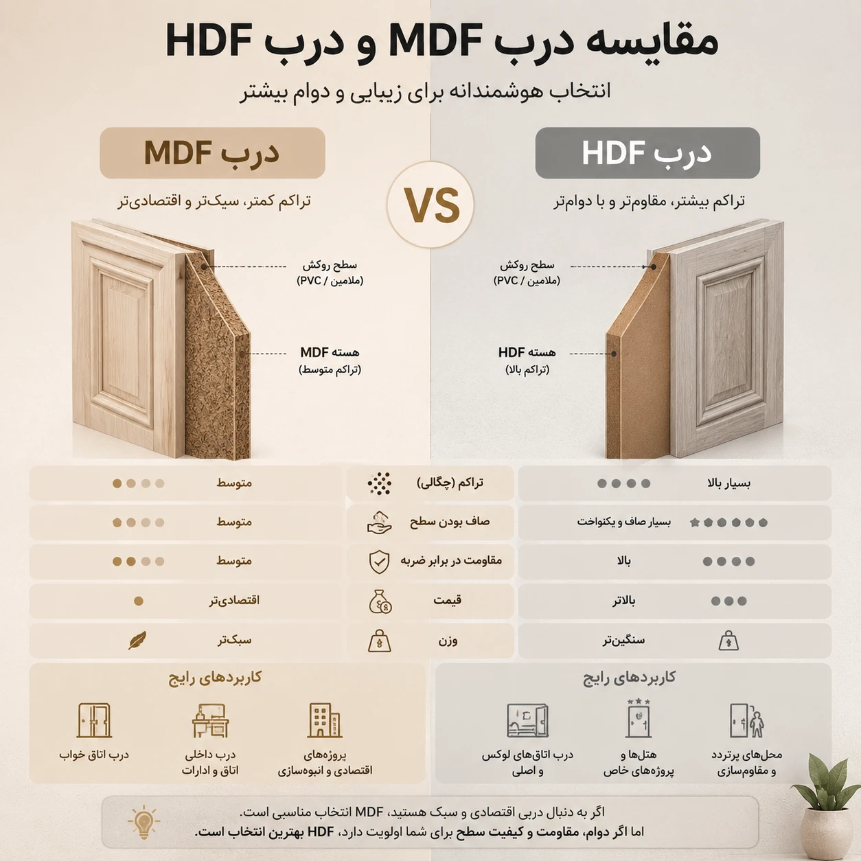 تفاوت درب MDF و HDF 