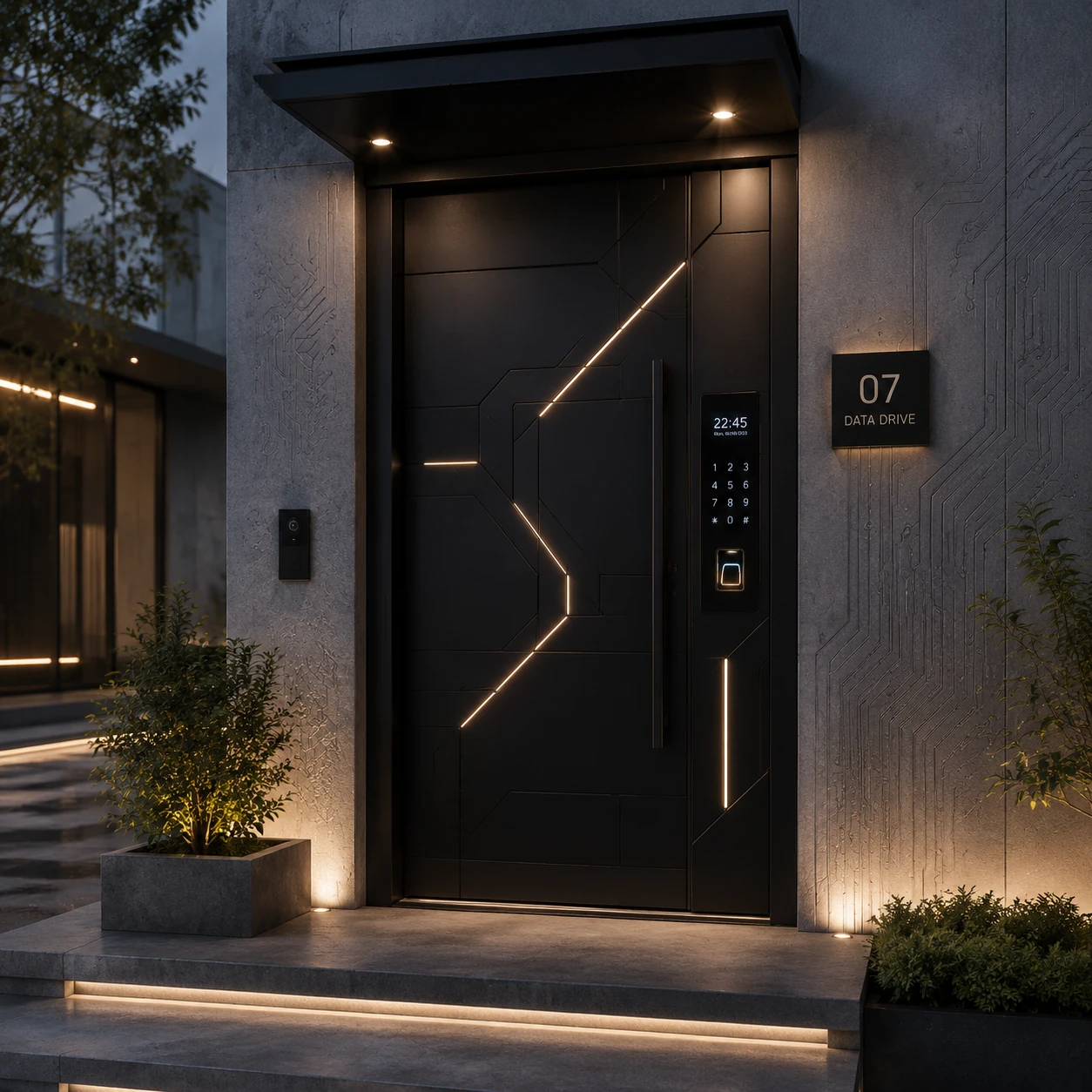 Entrance door suitable for ground floor unit