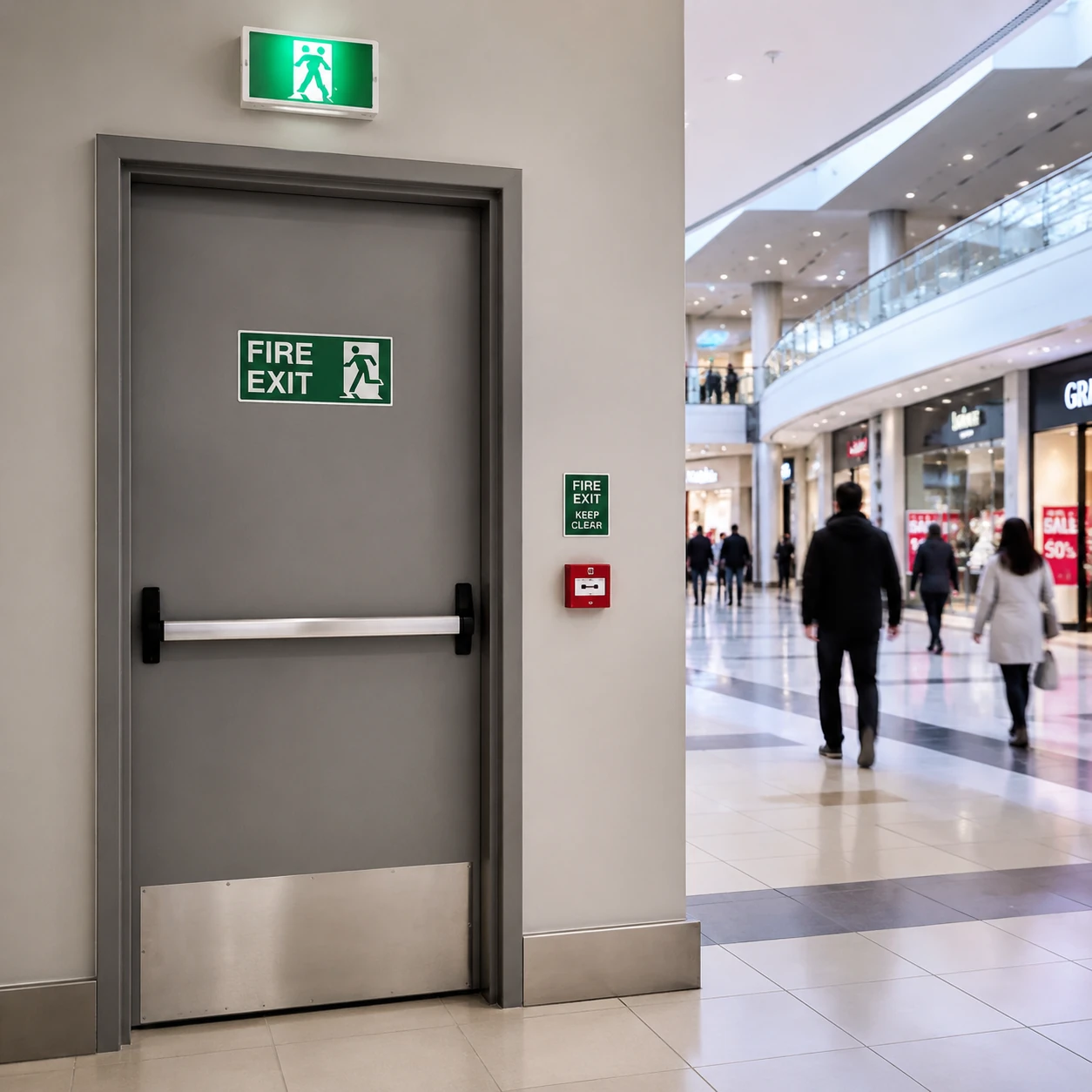 Fireproof door for public spaces
