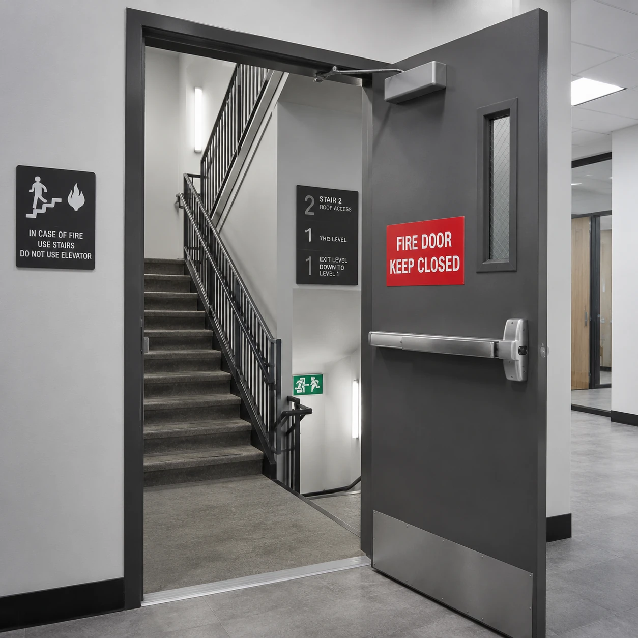 Fireproof door suitable for staircases and emergency exits