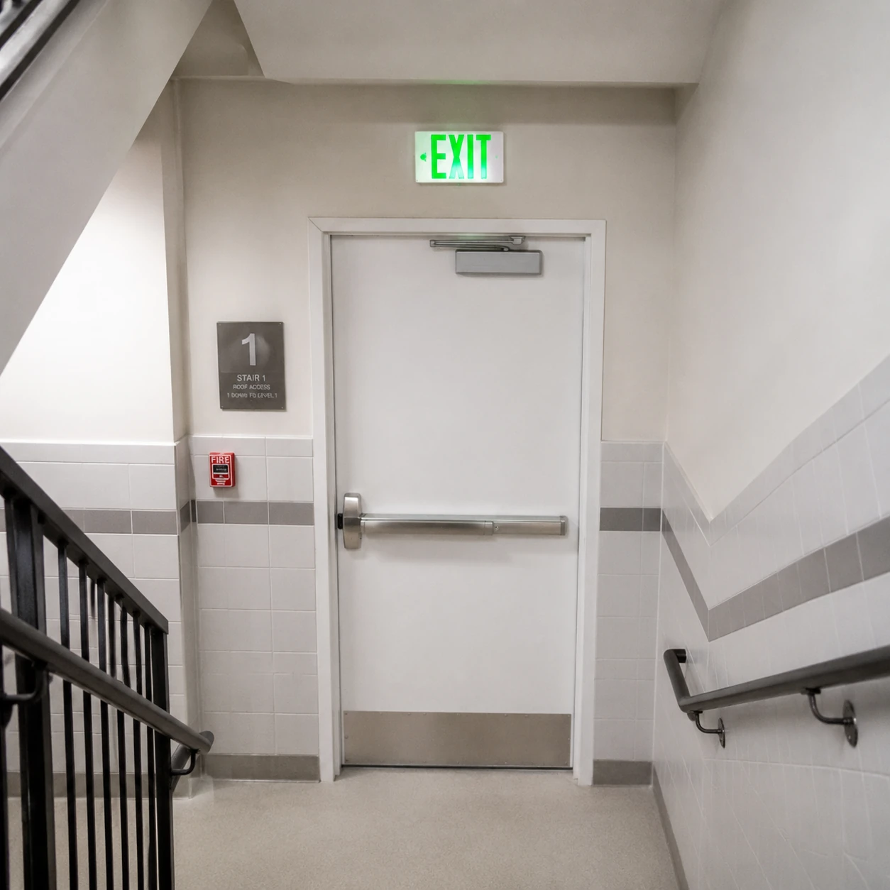 Fireproof door suitable for staircases and emergency exits