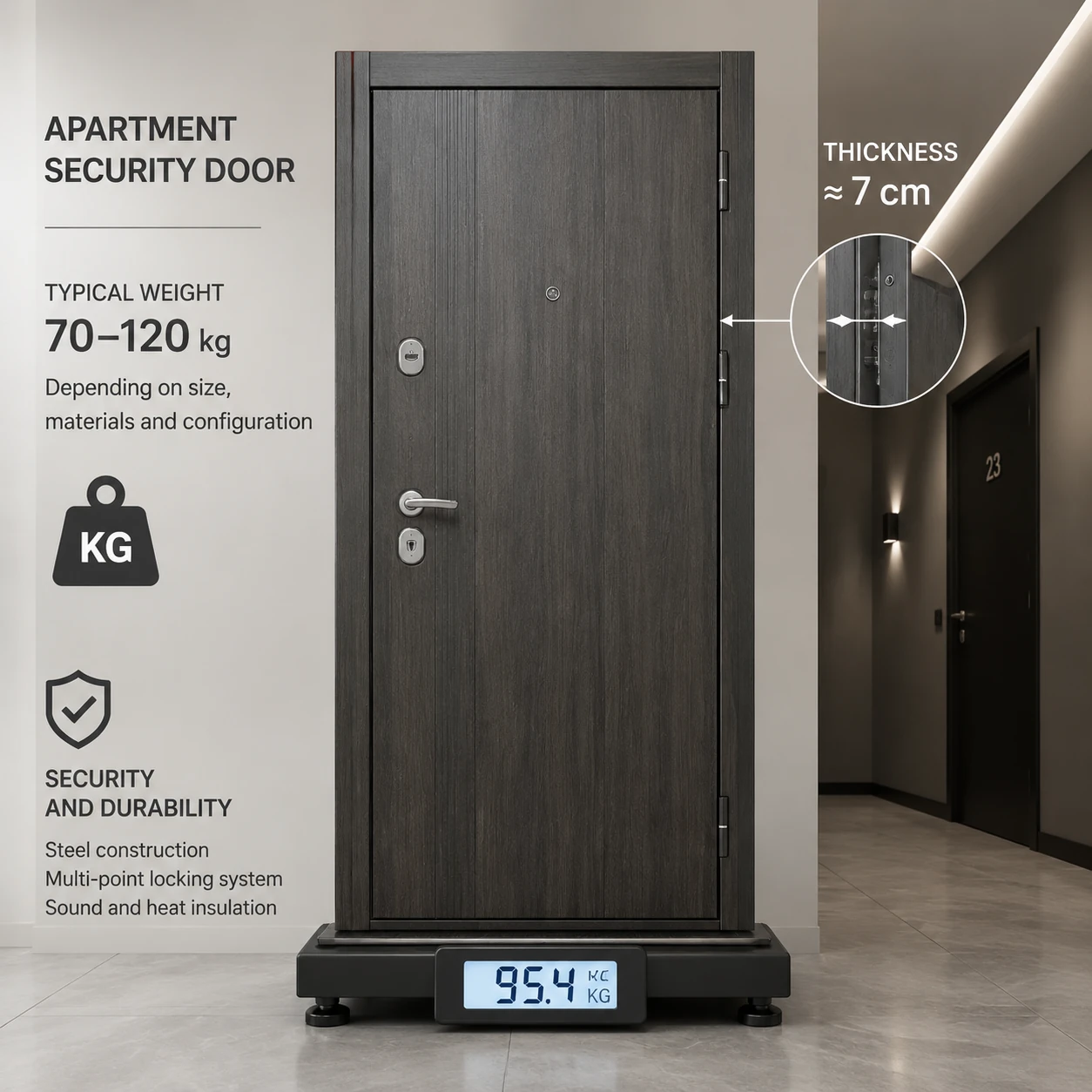 Standard thickness and weight of entrance doors