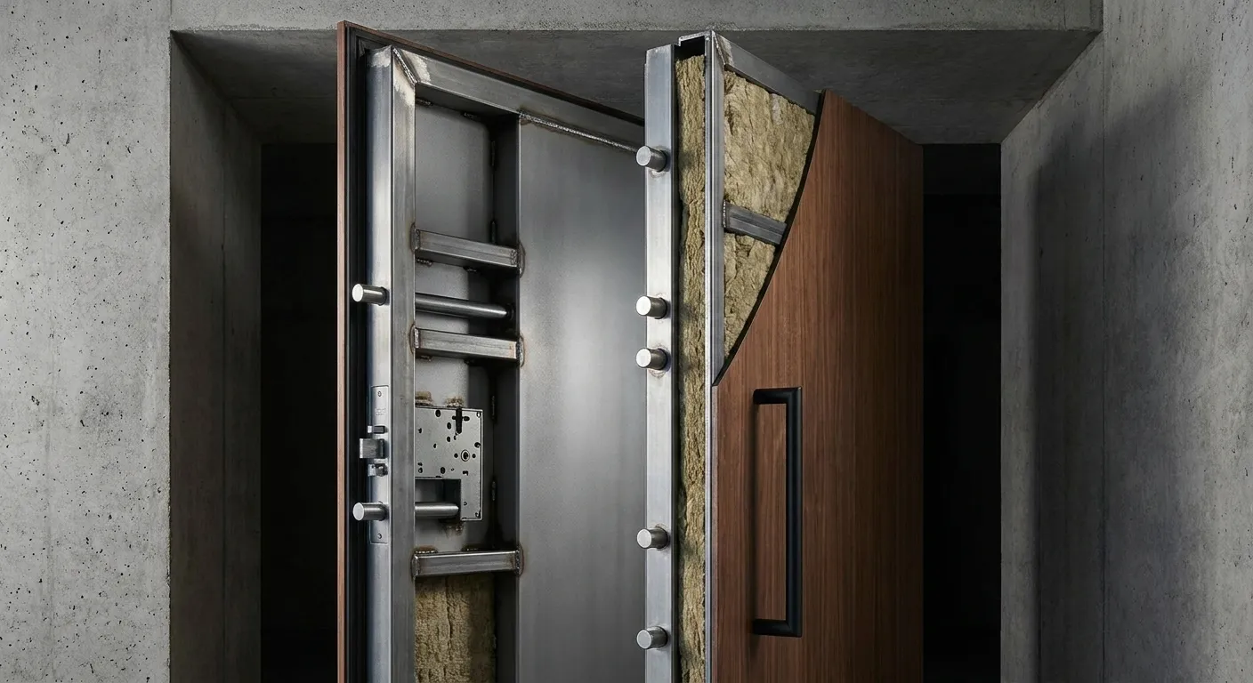 Anti-theft door with full-length steel sheet
