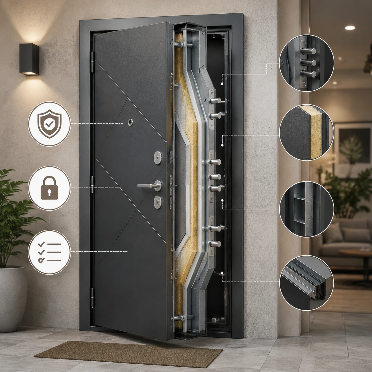 Cracked anti-theft door