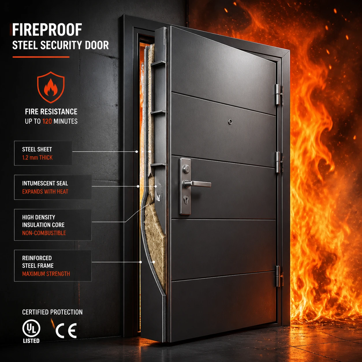Fireproof anti-theft door