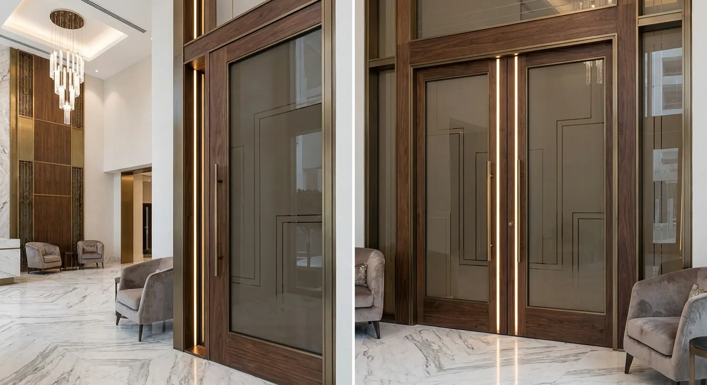 Lobby door suitable for residential towers