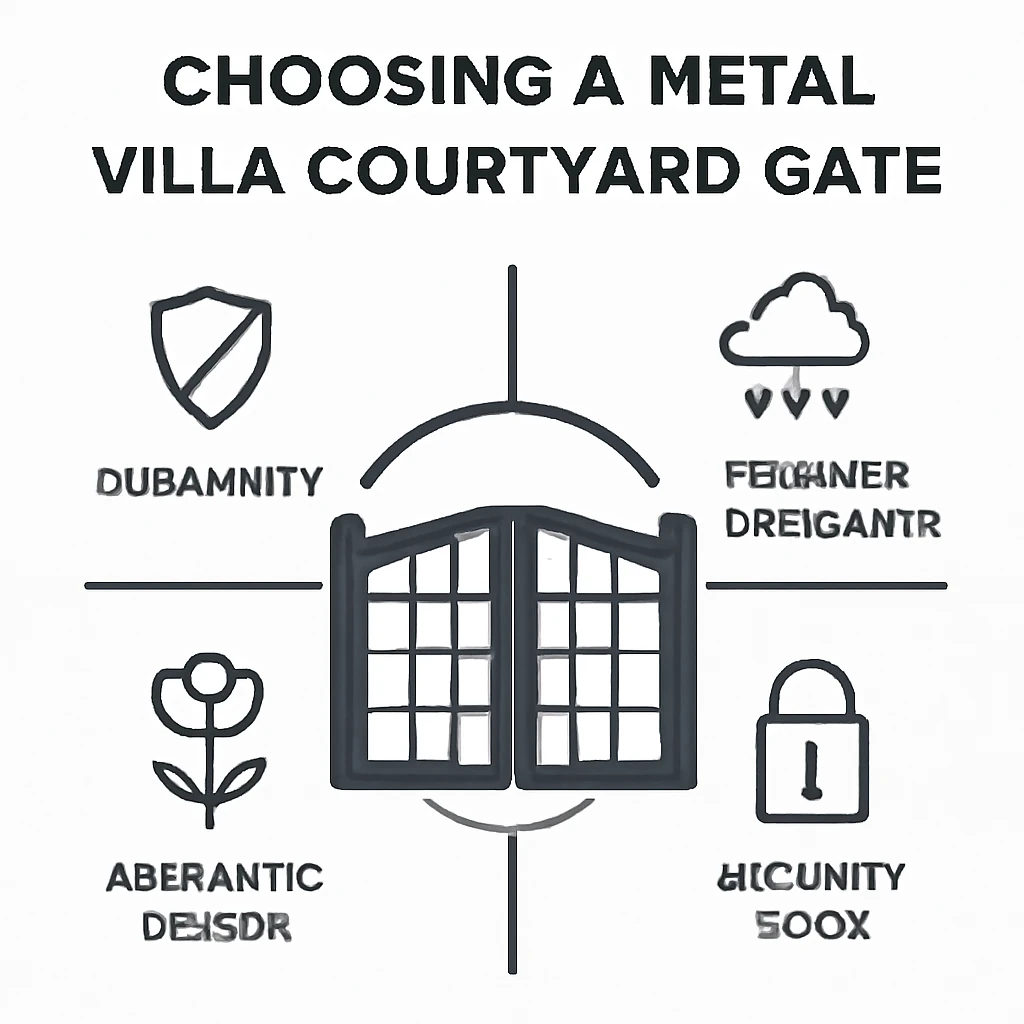 Metal door for villa yard