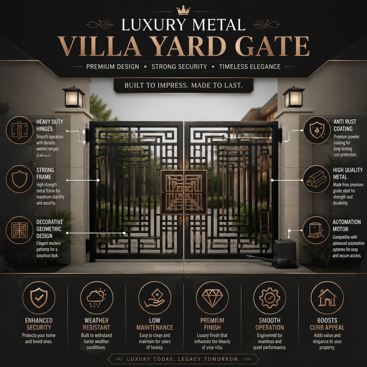 Metal door for villa yard