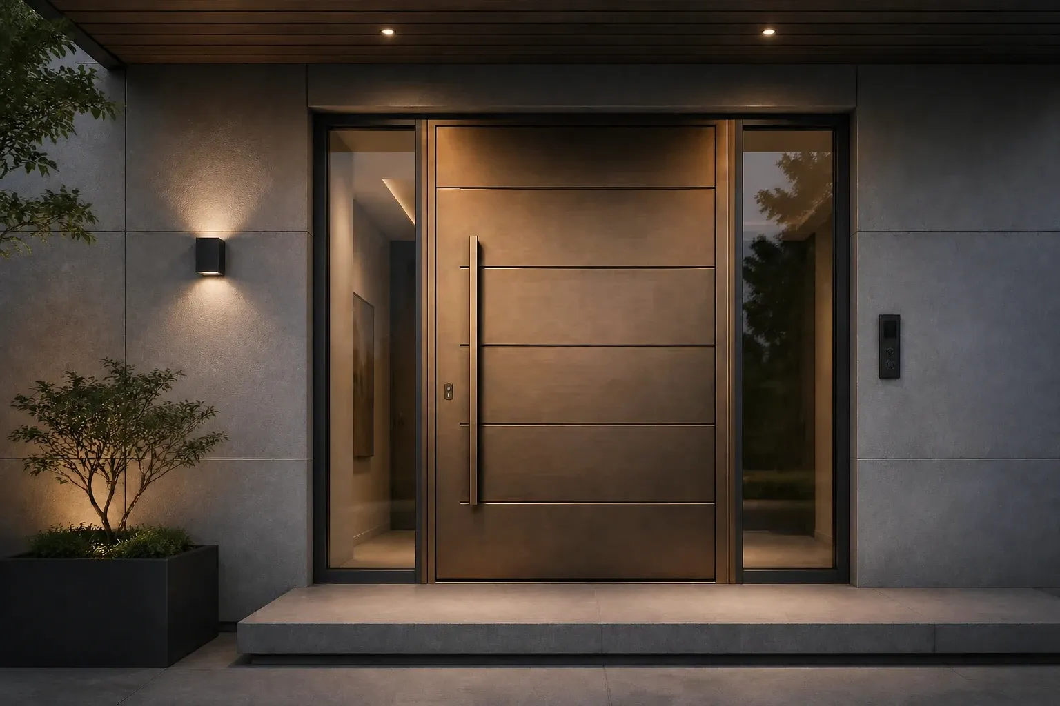 Metal or wooden door for entrance