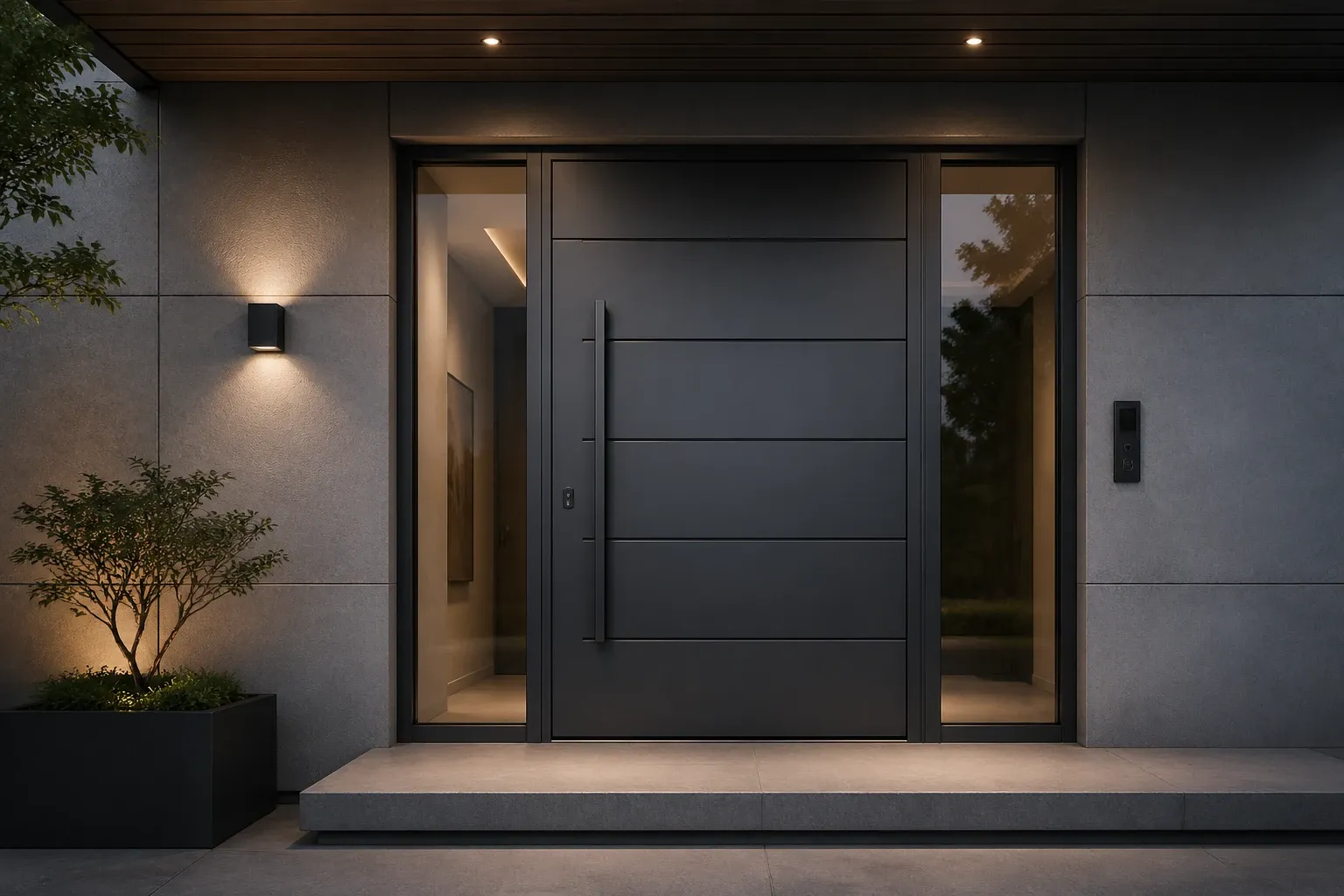 Metal or wooden door for entrance