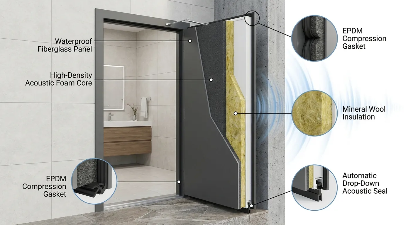 Soundproof waterproof door