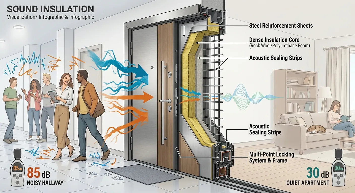 Soundproofing of anti-theft doors