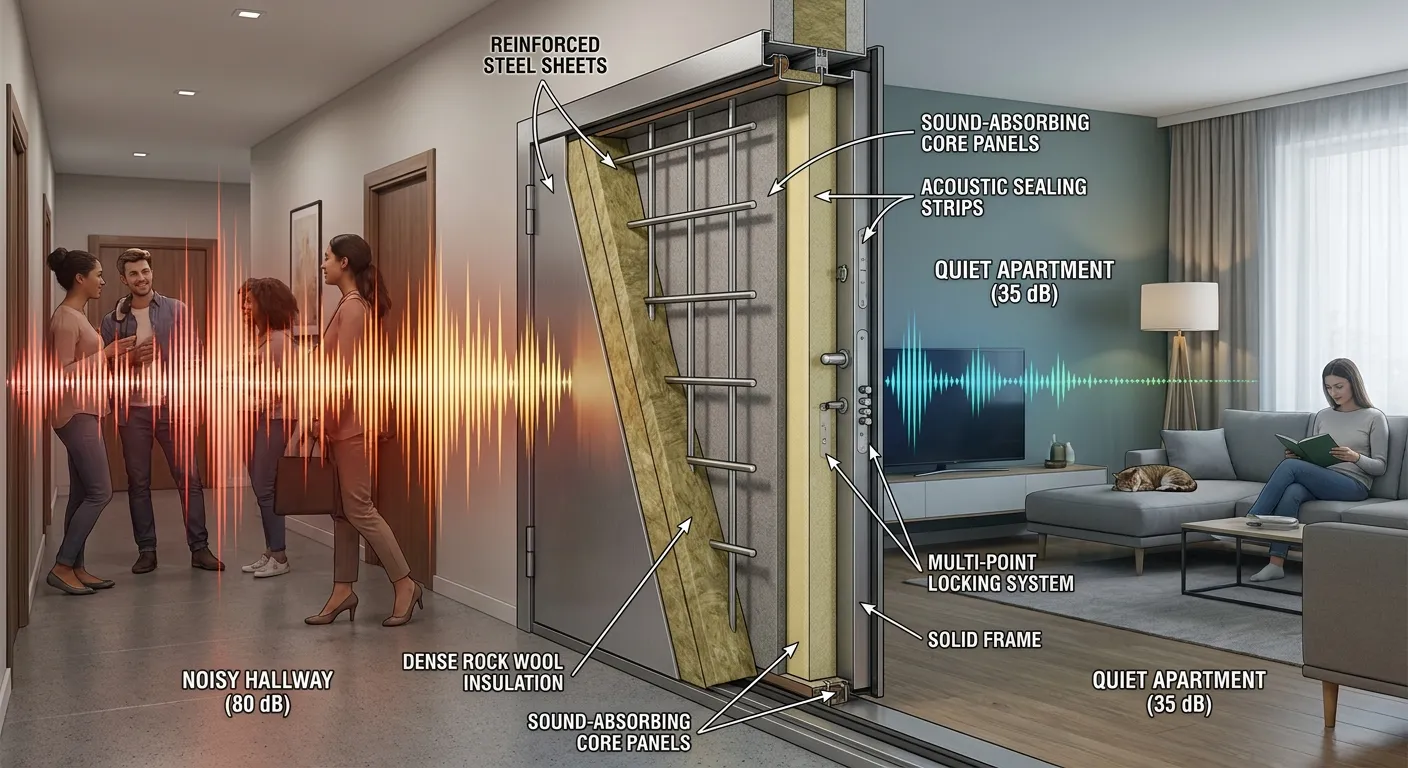 Soundproofing of anti-theft doors