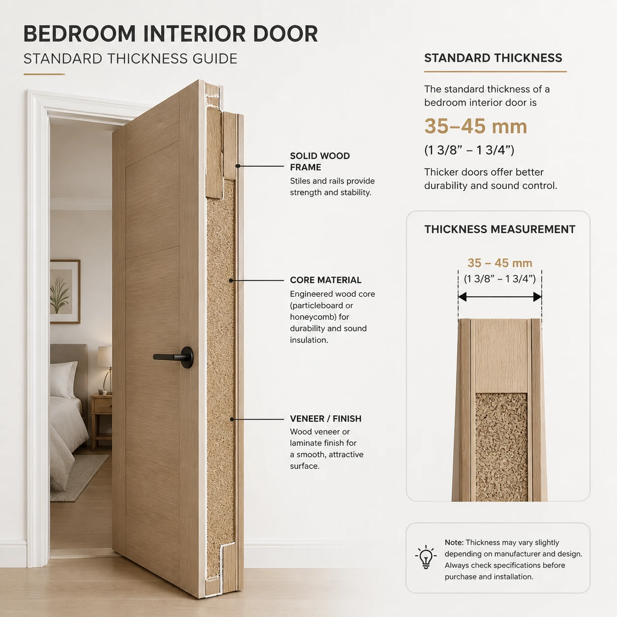 Standard thickness of bedroom doors