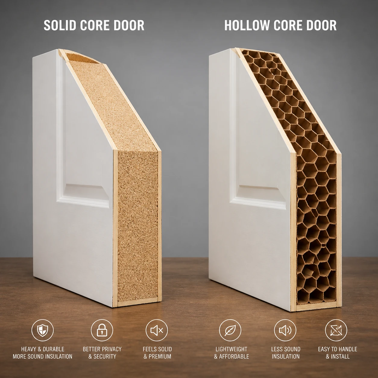 The difference between hollow and solid interior doors