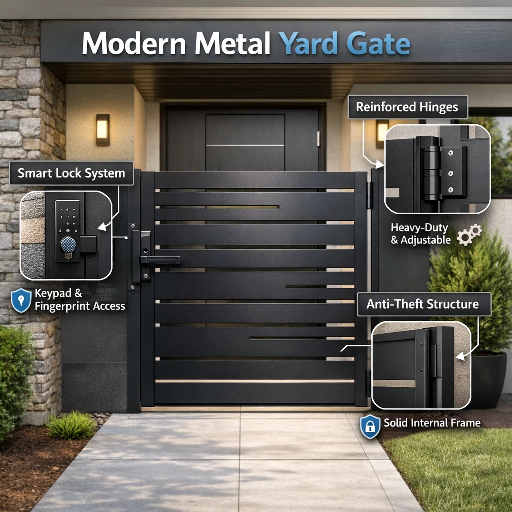 The metal door of the yard
