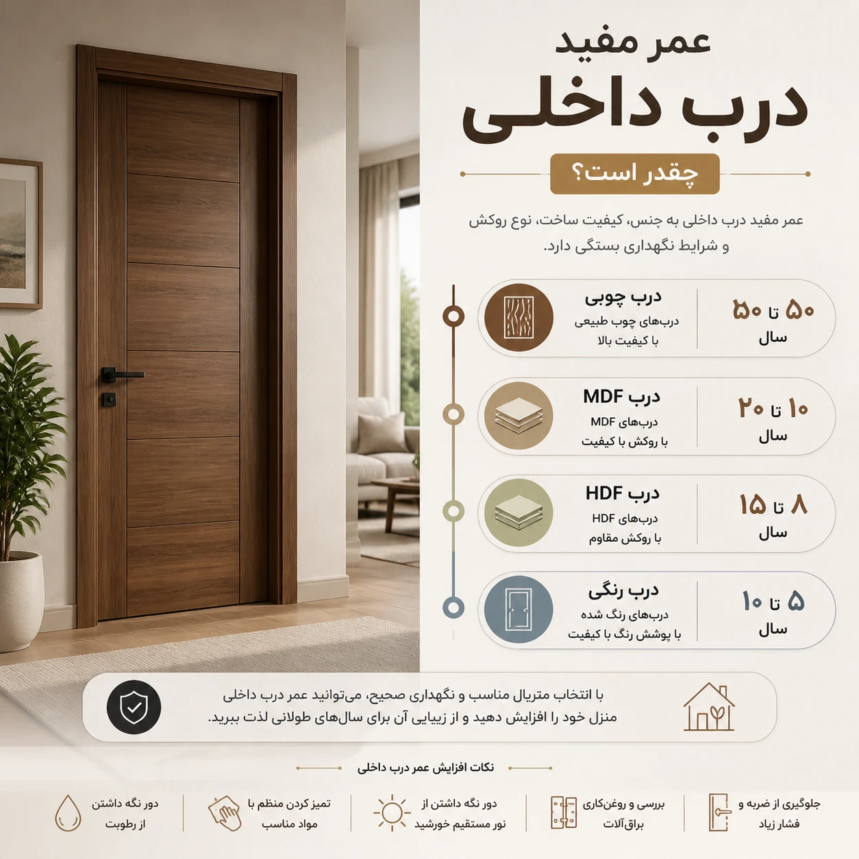 What is the useful life of an interior door?