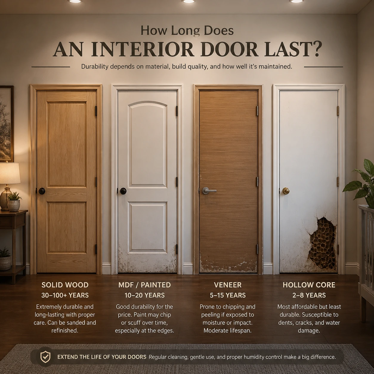 What is the useful life of an interior door