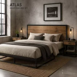 ست تخت خواب صنعتی Atlas Bed Set کد 30404