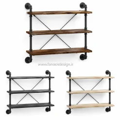 شلف دیواری دکوراتیو چوب و فلز کد 30328