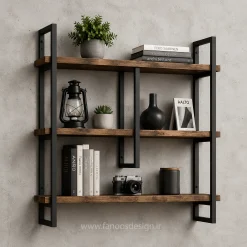 شلف دیواری دکوراتیو چوب و فلز کد 30328