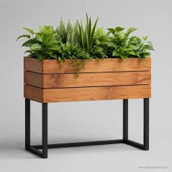 فلاورباکس پایه‌دار چوبی فلزی مدرن کد 30362