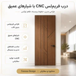 درب فریم‌لس CNC با شیارهای عمیق | درب مدرن بدون قاب