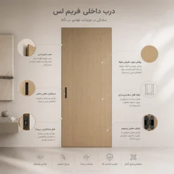 درب فریم‌لس چوبی بلوط روشن | درب مینیمال مدرن بدون قاب