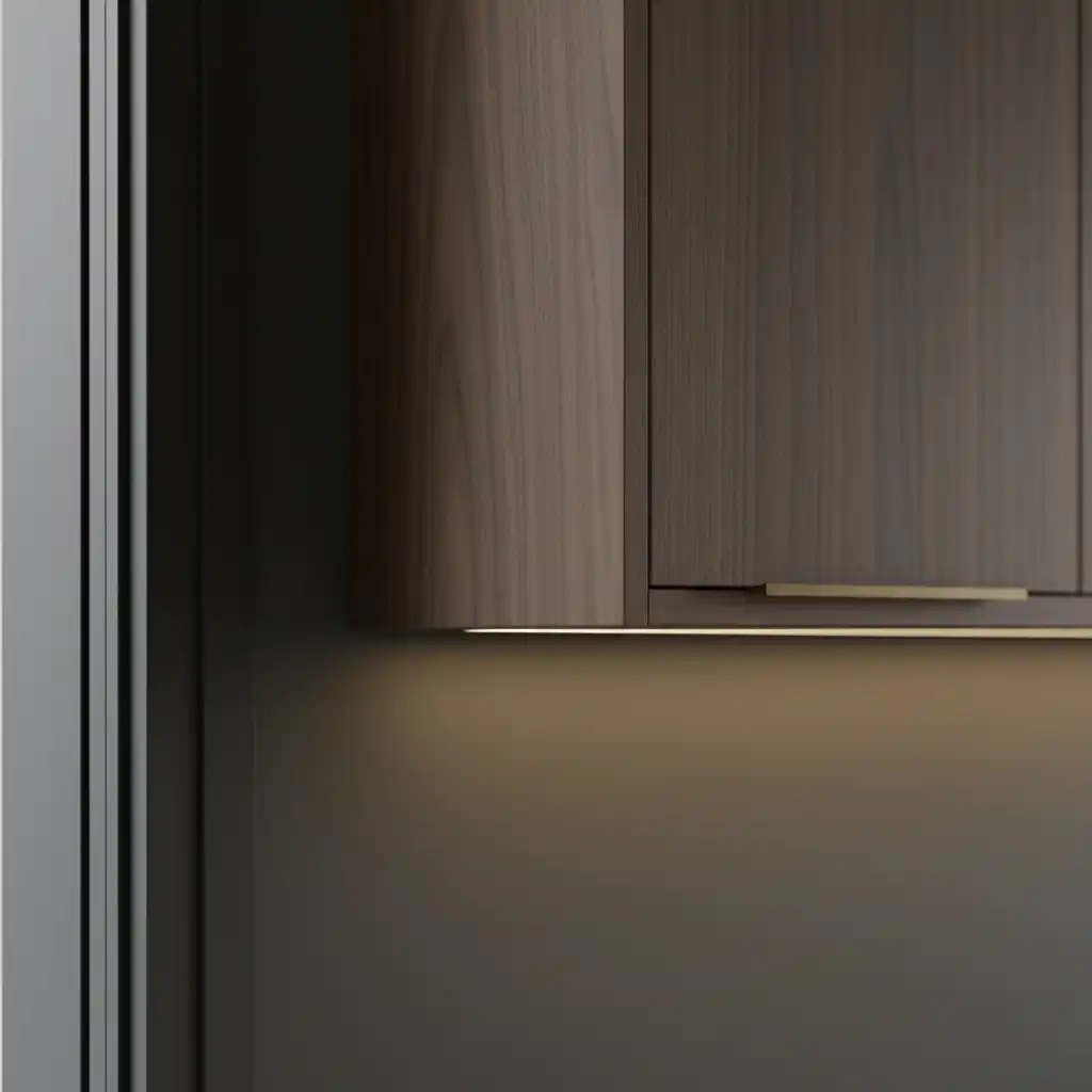 جزئیات اتصالات کابینت مدرن طرح ساتن طوسی - کیفیت ساخت فانویس دیزاین