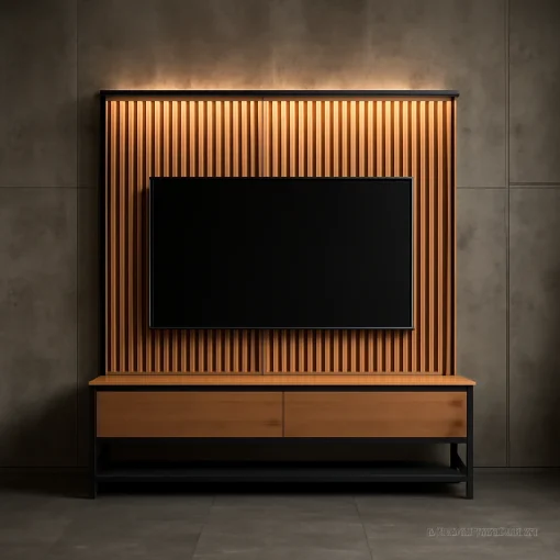 پنل TV Wall چوبی دکوراتیو | دیوار تلویزیون مدرن و لوکس