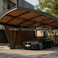 سایبان پارکینگ چوبی فلزی سبک صنعتی کد 30393